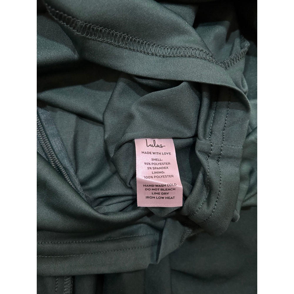 Lulus Green Wonder Whirl Dark Green Twist Back Skater Dress S - Picture 4 of 7